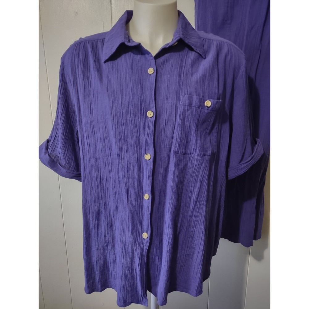 Shirt & Pants Set Womens 4XL Plus Size Vicki Wayne's Crinkle Style Pant Pockets - Picture 16 of 16